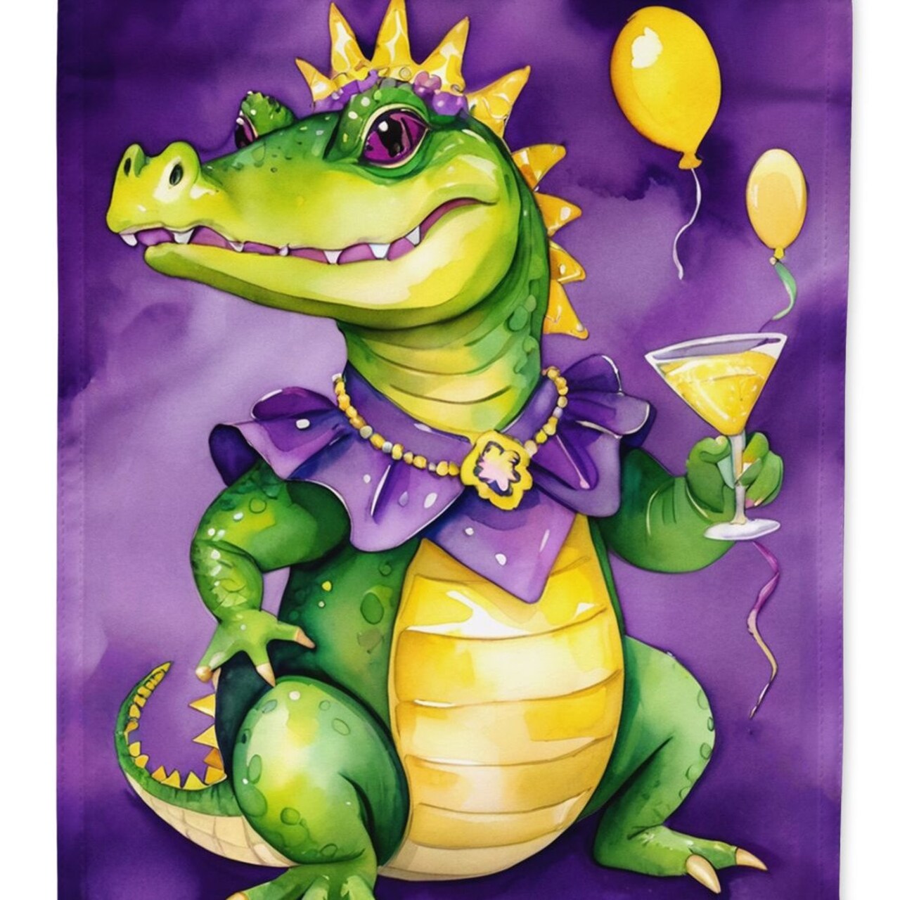 Edge Collections - 11.25" X 15.50" - Multicolor - Alligator Mardi Gras Decorative Banner - 1 Piece